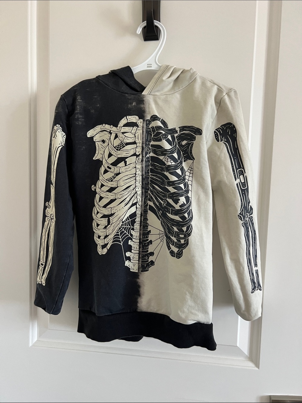 Rags to Raches Black & Cream Split Skeleton Hoodie